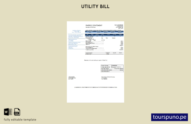 lista para imprimir plantilla de versión de factura de servicios públicos de PG&